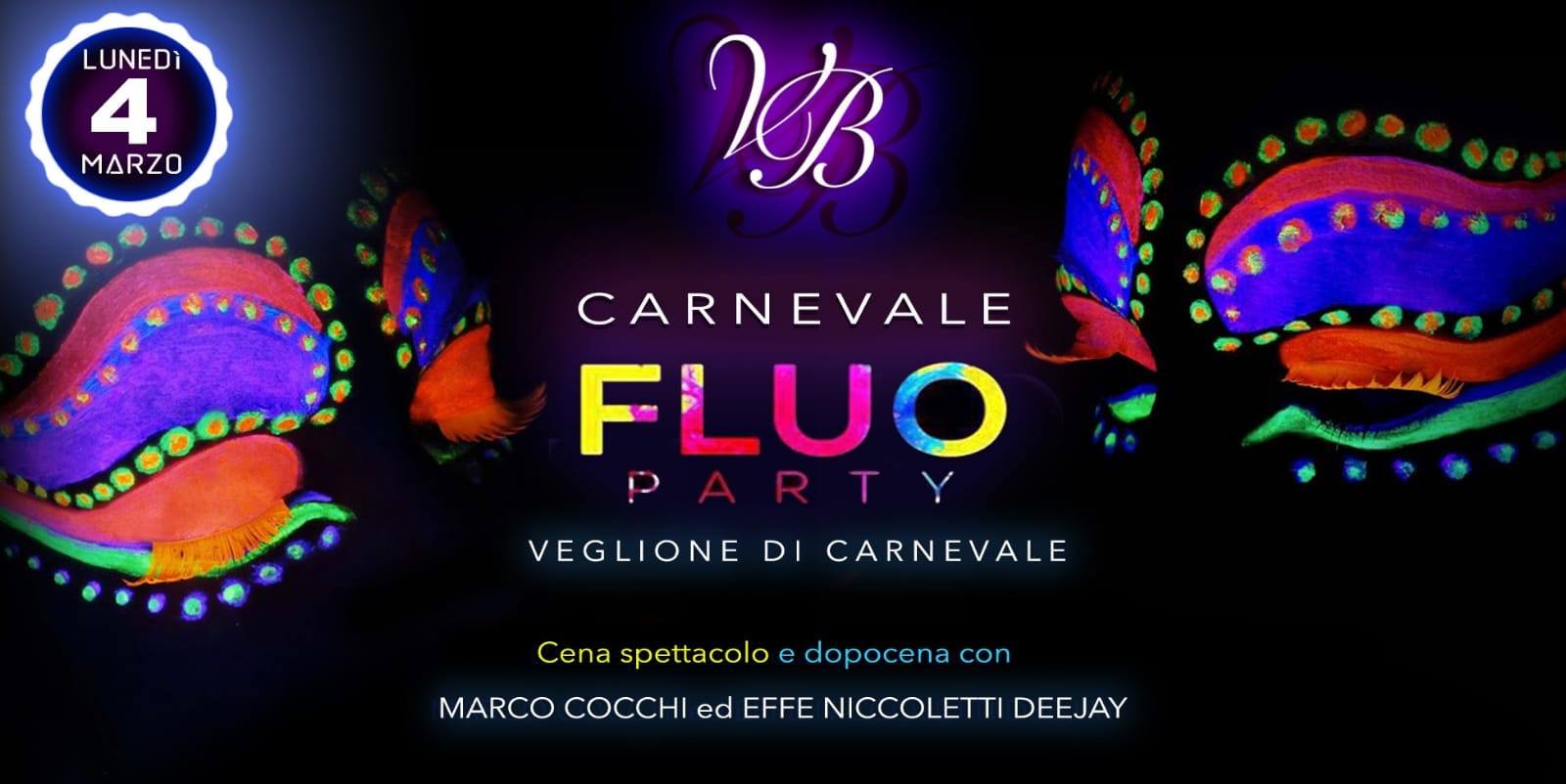 Veglione di carnevale FLUO PARTY VILLA BIANCA 4 MARZO
